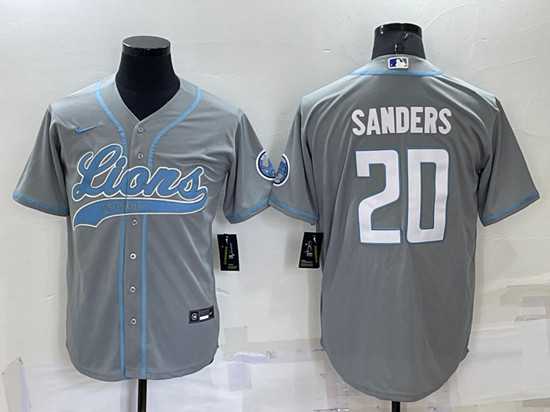 Mens Detroit Lions #20 Barry Sanders Gray Cool Base Stitched Baseball Jersey->detroit lions->NFL Jersey